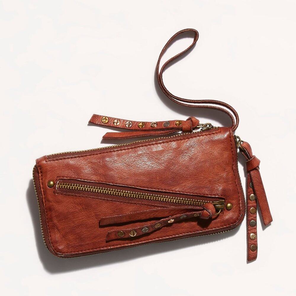 free people distressed leather wallet cognac brown we the free one size